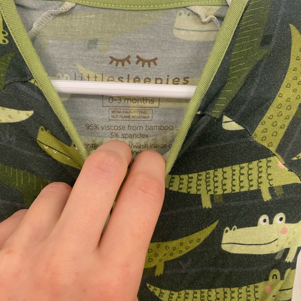 Little Sleepies Green Alligator Baby Outfit